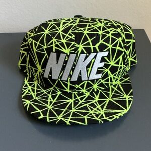 Nike Youth Black and Neon Yellow Patterned Cap